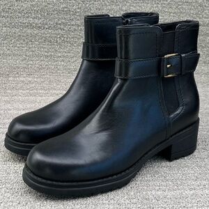 COLE HAAN Catherine Waterproof Black Leather Booties Women's Size 6 US NEW